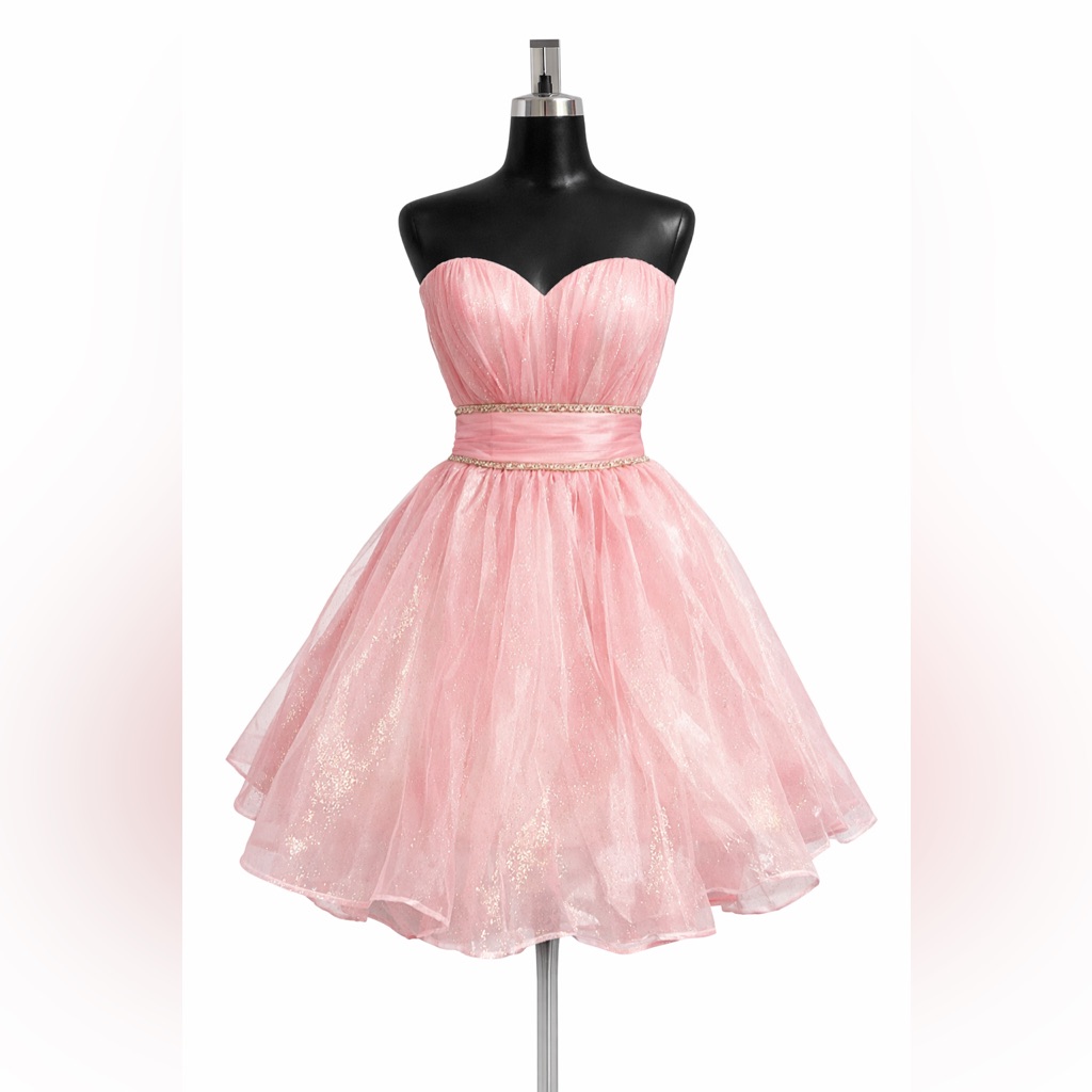 Blush Pink Strapless Glitter Princess Dress Waist 27” (Us 24) Party / Grad